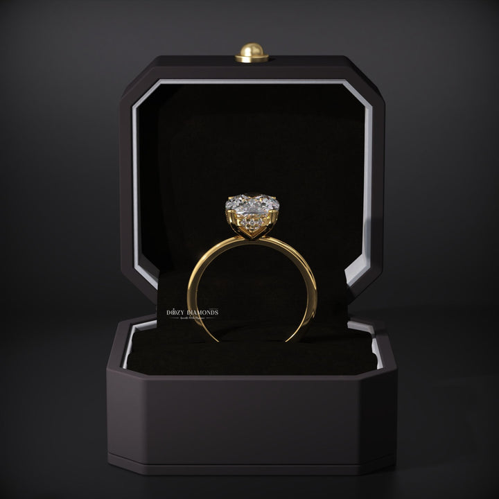 bridal jewelry ring
romantic engagement ring
elongated cushion hidden halo
timeless engagement ring
sleek diamond ring