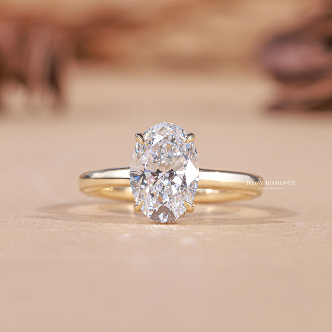2.0CT - 3.0CT Oval F/VS1 Lab Grown Diamond Hidden Halo Engagement Ring - Doozy Diamonds