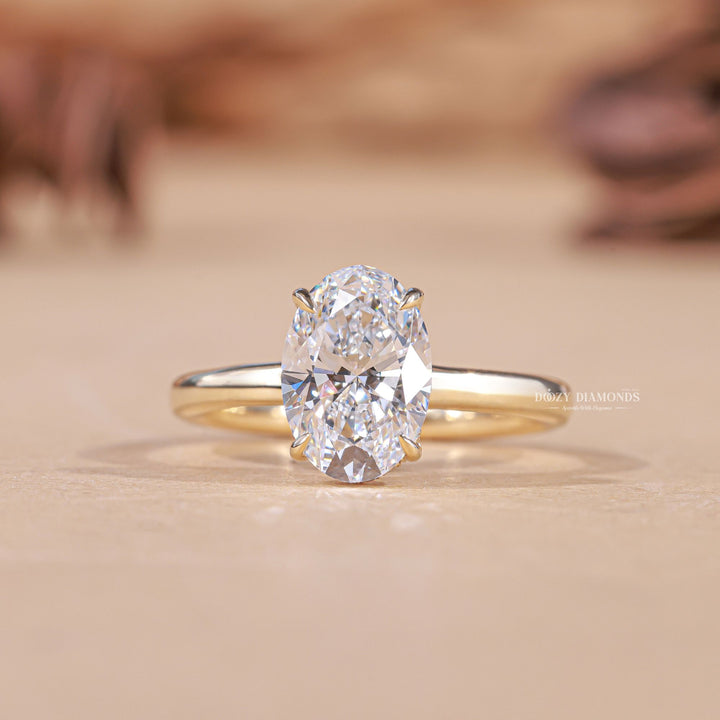2.0CT - 3.0CT Oval F/VS1 Lab Grown Diamond Hidden Halo Engagement Ring - Doozy Diamonds