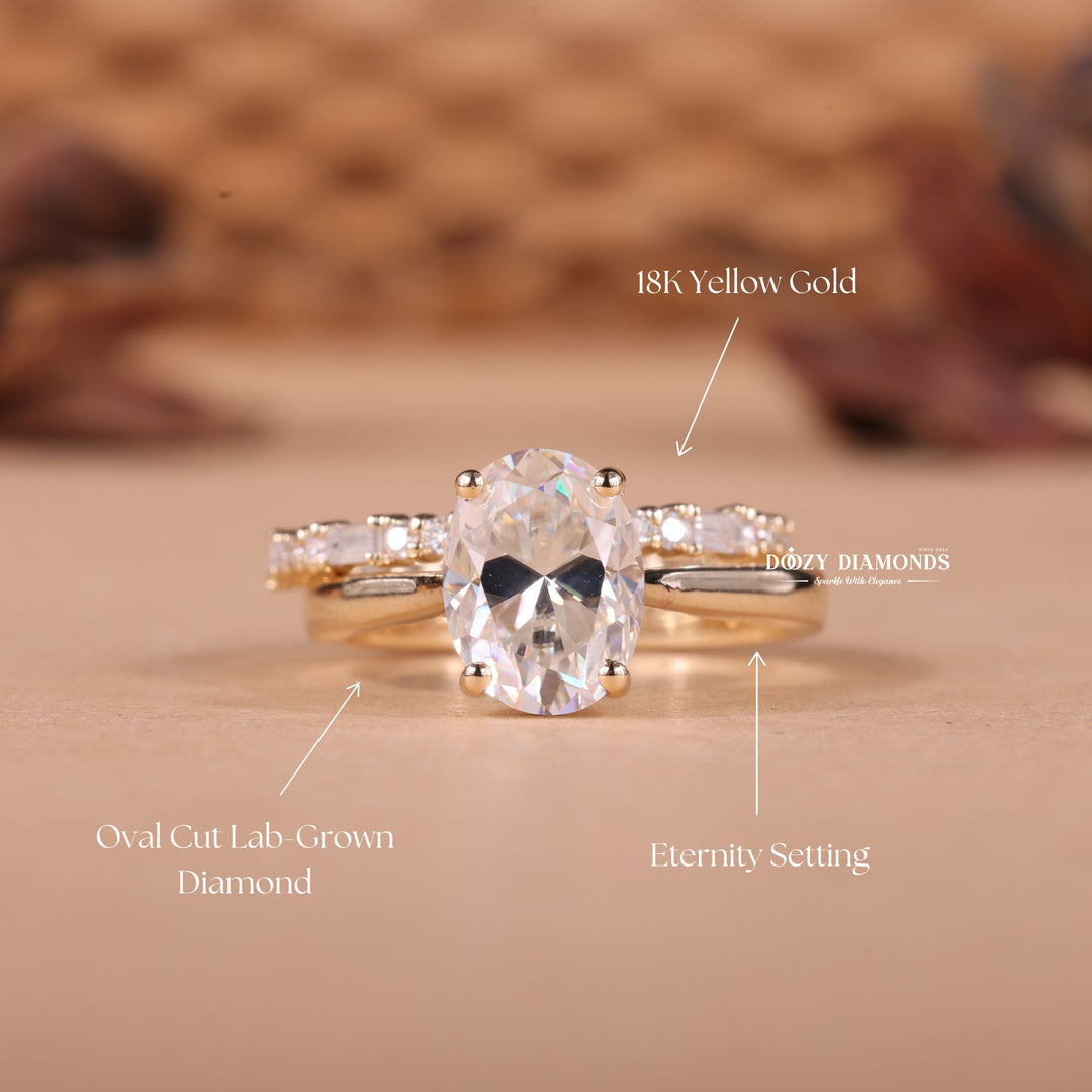 2.50CT Oval Cut EF - VS2 Lab Grown Solitaire Wedding Ring with Full Eternity Band - Doozy Diamonds