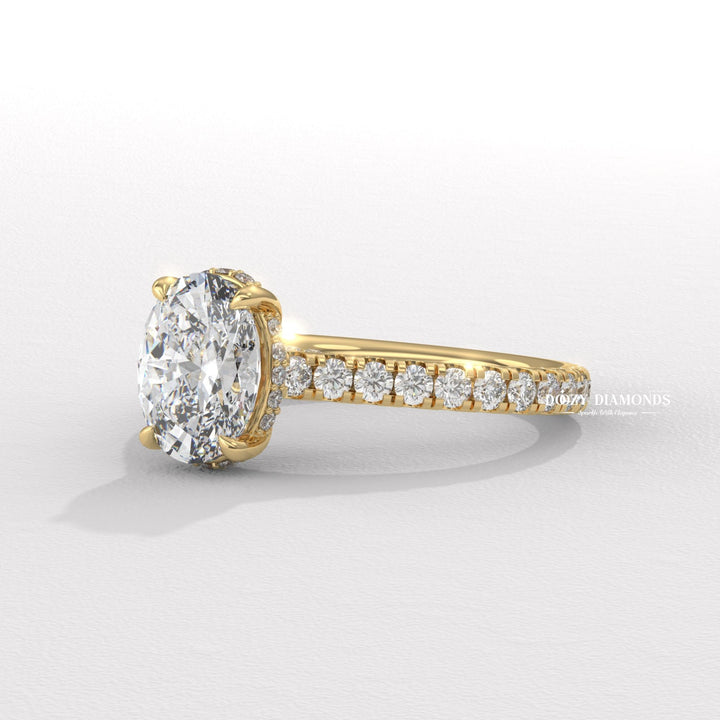 classic engagement ring, modern engagement ring, romantic proposal ring, oval center stone ring
