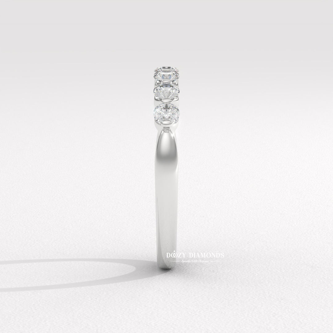 2.0 MM Round Lab Grown Diamond Floating Bubble Half Eternity Band, Stackable Wedding Band