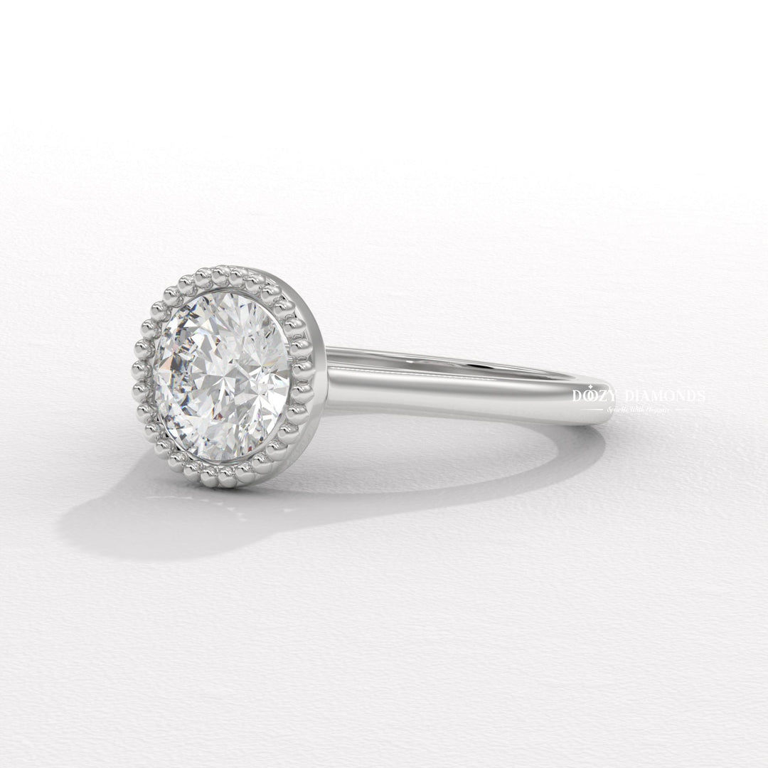 Vintage Bezel Solitaire Round Cut Diamond Engagement Ring