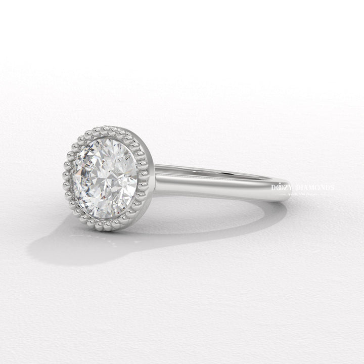 Vintage Bezel Solitaire Round Cut Diamond Engagement Ring