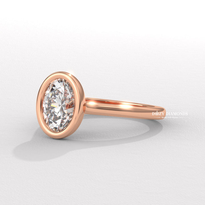 Bezel Set Engagement Ring – Oval Diamond