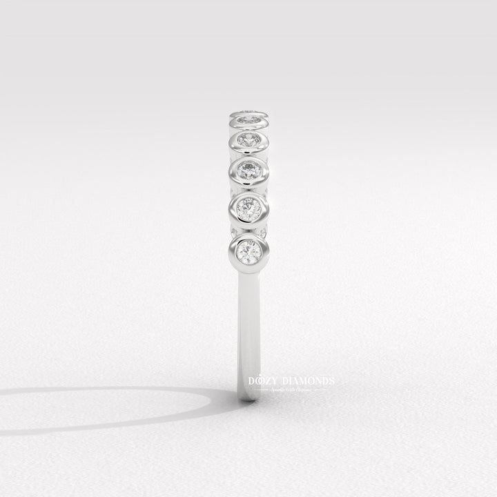 Round Lab Created Diamond Eternity Band, 2.0 MM Round Bezel Set Wedding Band