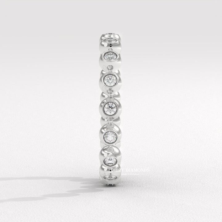 Floating Bubble Half Eternity Wedding Band, 1.50 MM Round Brilliant Cut Lab Created Diamond Band, Matching Band for Engagement Ring