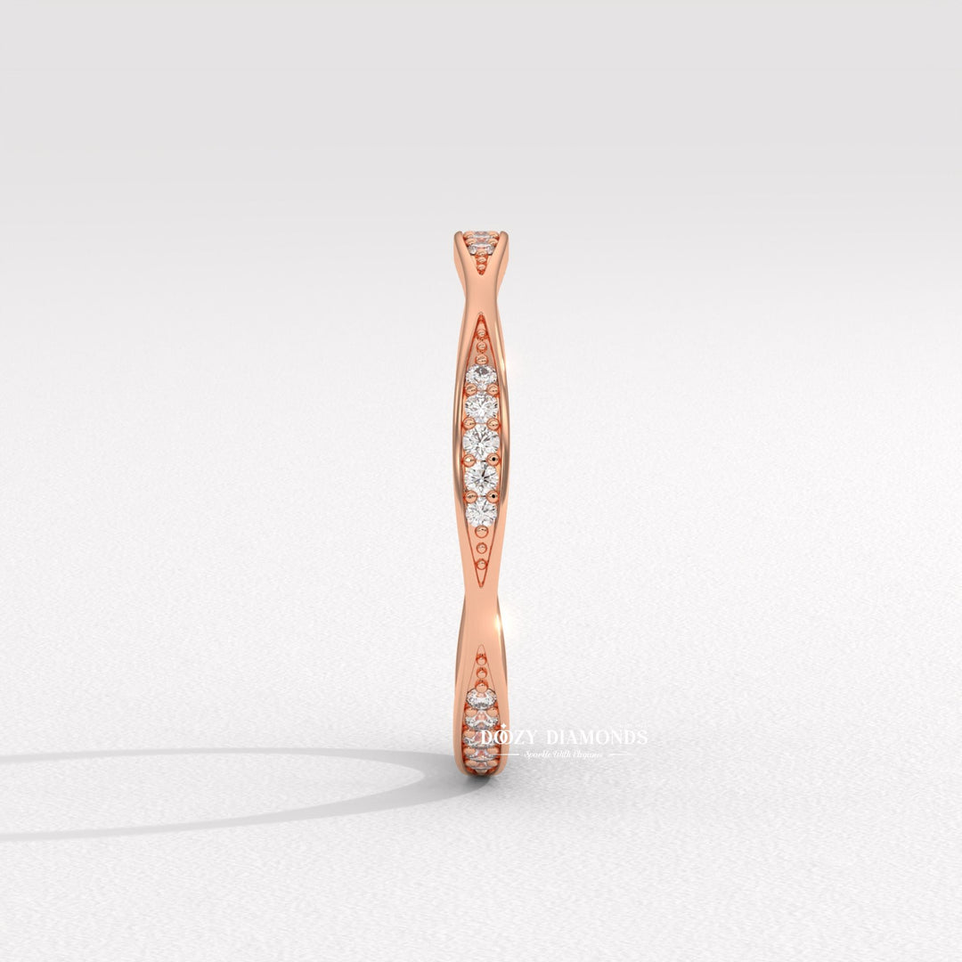 Round Lab Grown Tapered Pave Diamond Full Eternity Wedding Band