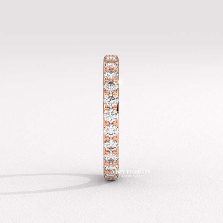 Shared Prong Wedding Band - Round Moissanite Full Eternity Wedding Band