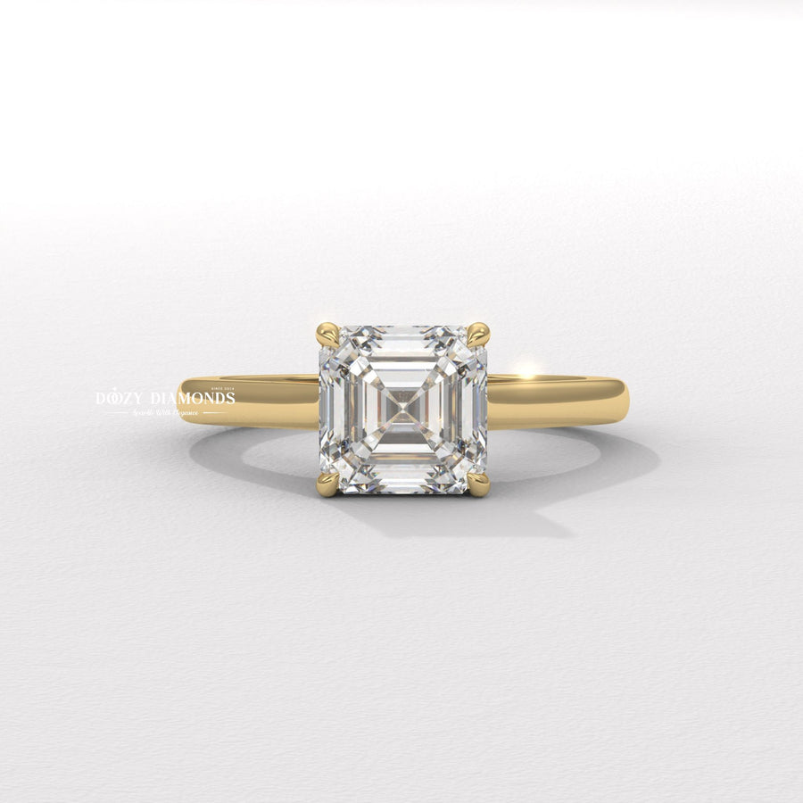 asscher hidden halo ring, hidden halo engagement ring, asscher diamond ring, hidden halo diamond ring, asscher cut engagement ring, asscher lab grown diamond ring, asscher lab diamond ring,
