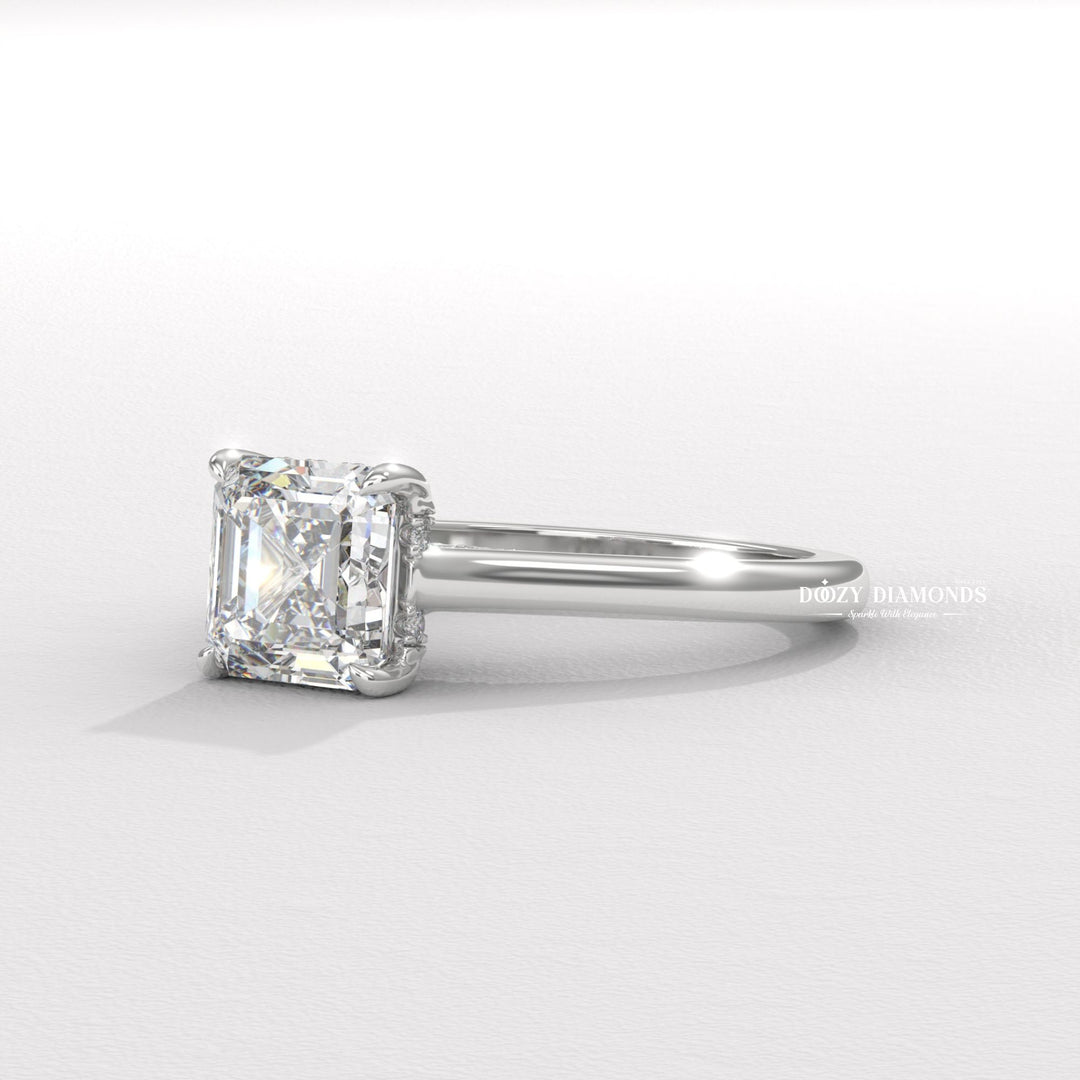 modern engagement ring, romantic proposal ring, asscher center stone ring, art deco diamond ring, engagement jewelry, bridal accessories, luxury bridal ring, handcrafted engagement ring, fine diamond jewelry, sparkling diamond ring, sparkling bridal ring, forever love ring,