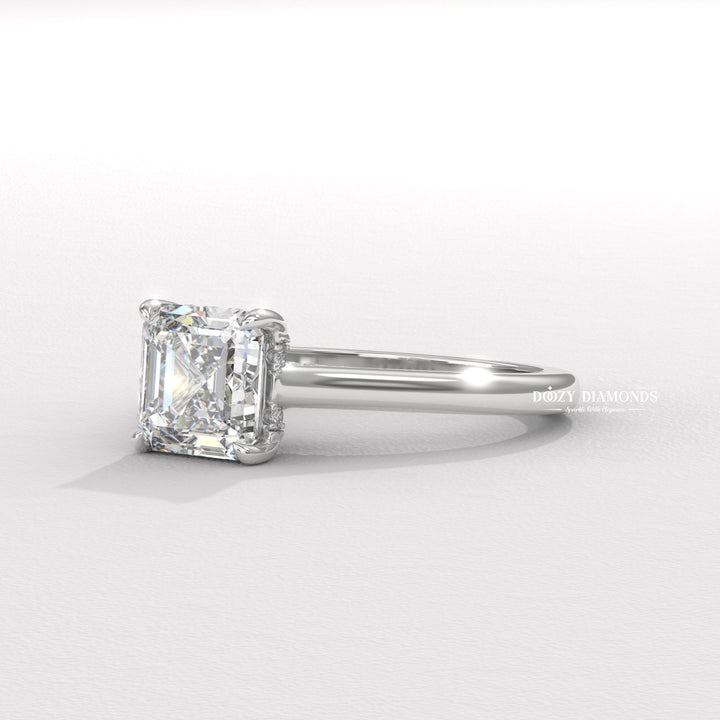 modern engagement ring, romantic proposal ring, asscher center stone ring, art deco diamond ring, engagement jewelry, bridal accessories, luxury bridal ring, handcrafted engagement ring, fine diamond jewelry, sparkling diamond ring, sparkling bridal ring, forever love ring,