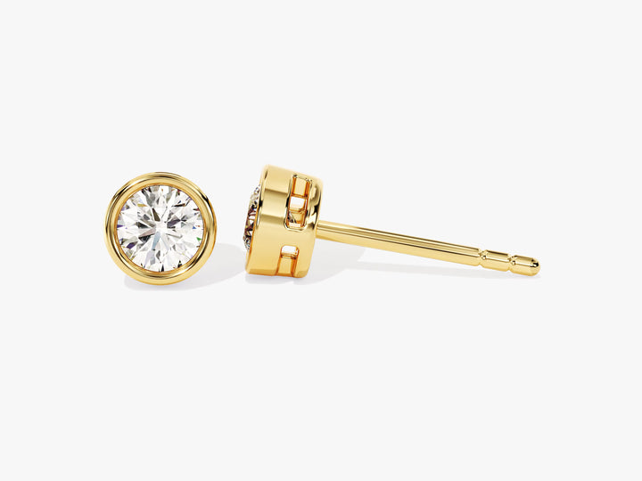 Round Cut Diamond Bezel Set Moissanite Earrings For Women