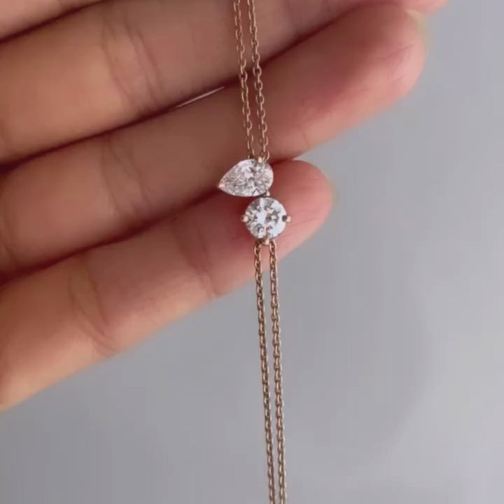 Pear & Round Cut Moissanite Diamond Two Stone Bracelet For Women