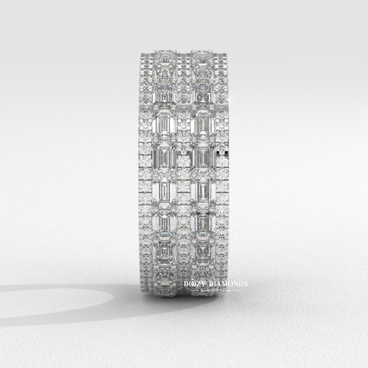 Lab created diamond band
Multi shape diamond ring
Modern eternity setting
Handmade diamond ring
