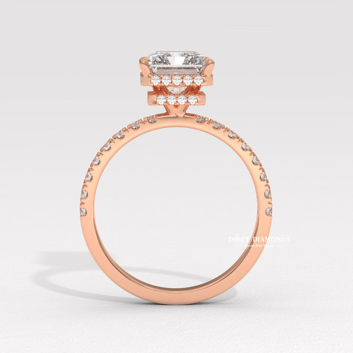 six prong diamond ring, basket setting ring, vintage engagement ring, modern halo ring, classic halo ring, luxury diamond ring, minimalist engagement ring, delicate diamond ring, stackable bridal ring,