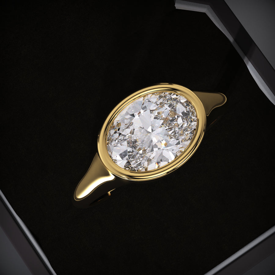 bezel engagement ring
east west oval ring
oval lab grown diamond ring
lab grown diamond engagement ring
east west engagement ring