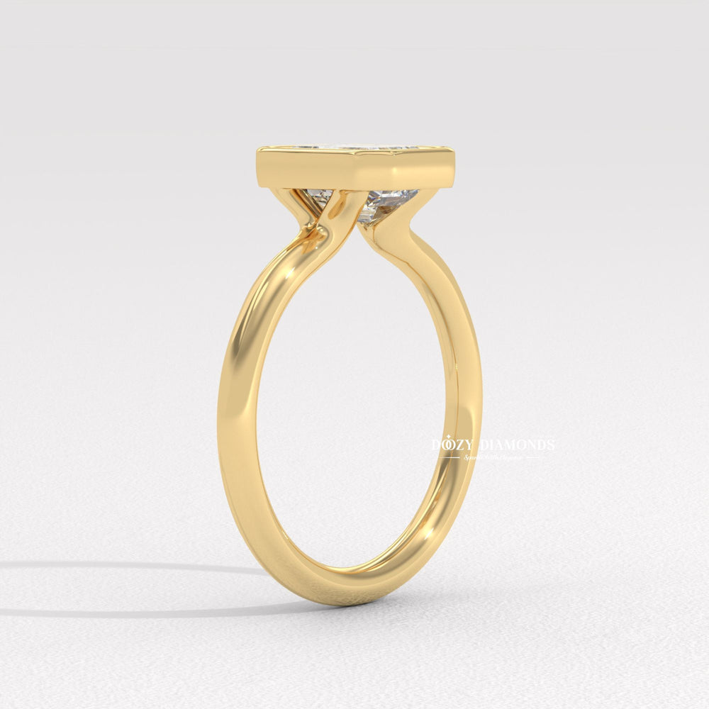 emerald cut bezel ring, certified diamond engagement ring, emerald lab grown diamond, emerald lab diamond ring, step cut diamond ring, bezel engagement ring, modern emerald ring,