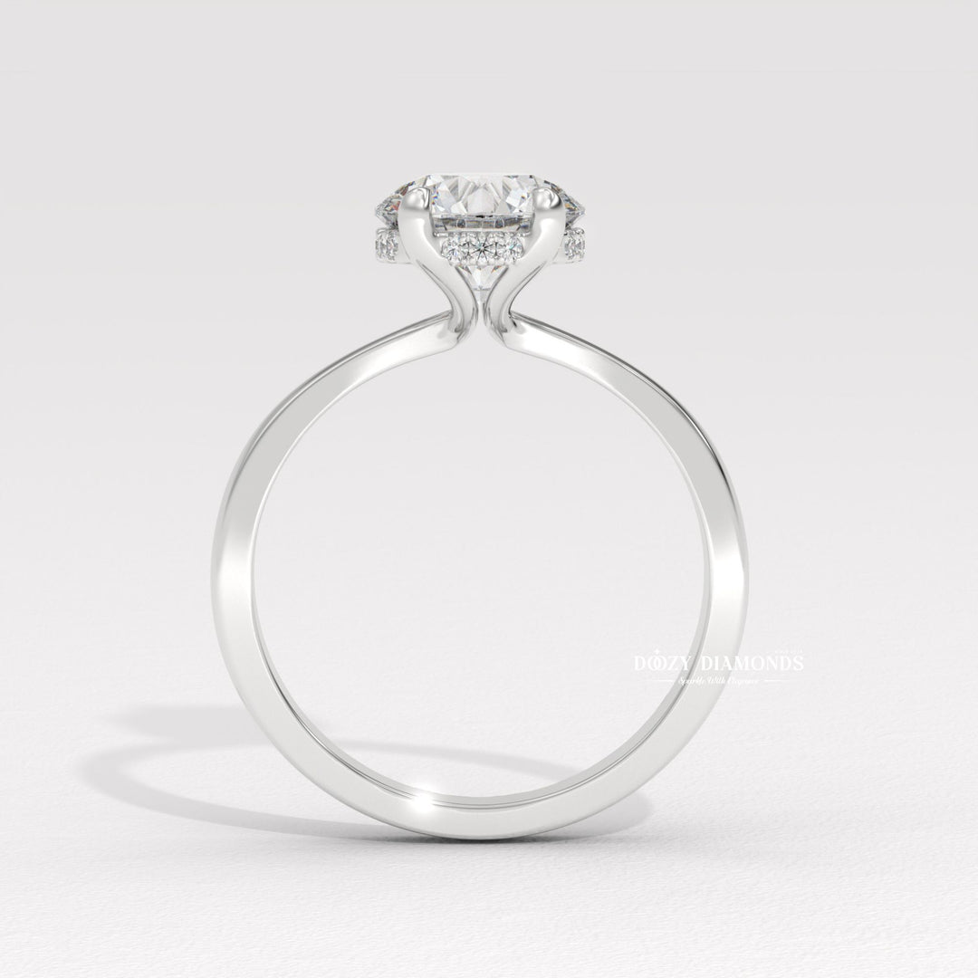 cathedral solitaire ring, hidden halo solitaire ring, modern solitaire ring, classic solitaire ring, minimalist engagement ring, delicate diamond ring, stackable bridal ring, wedding band set,