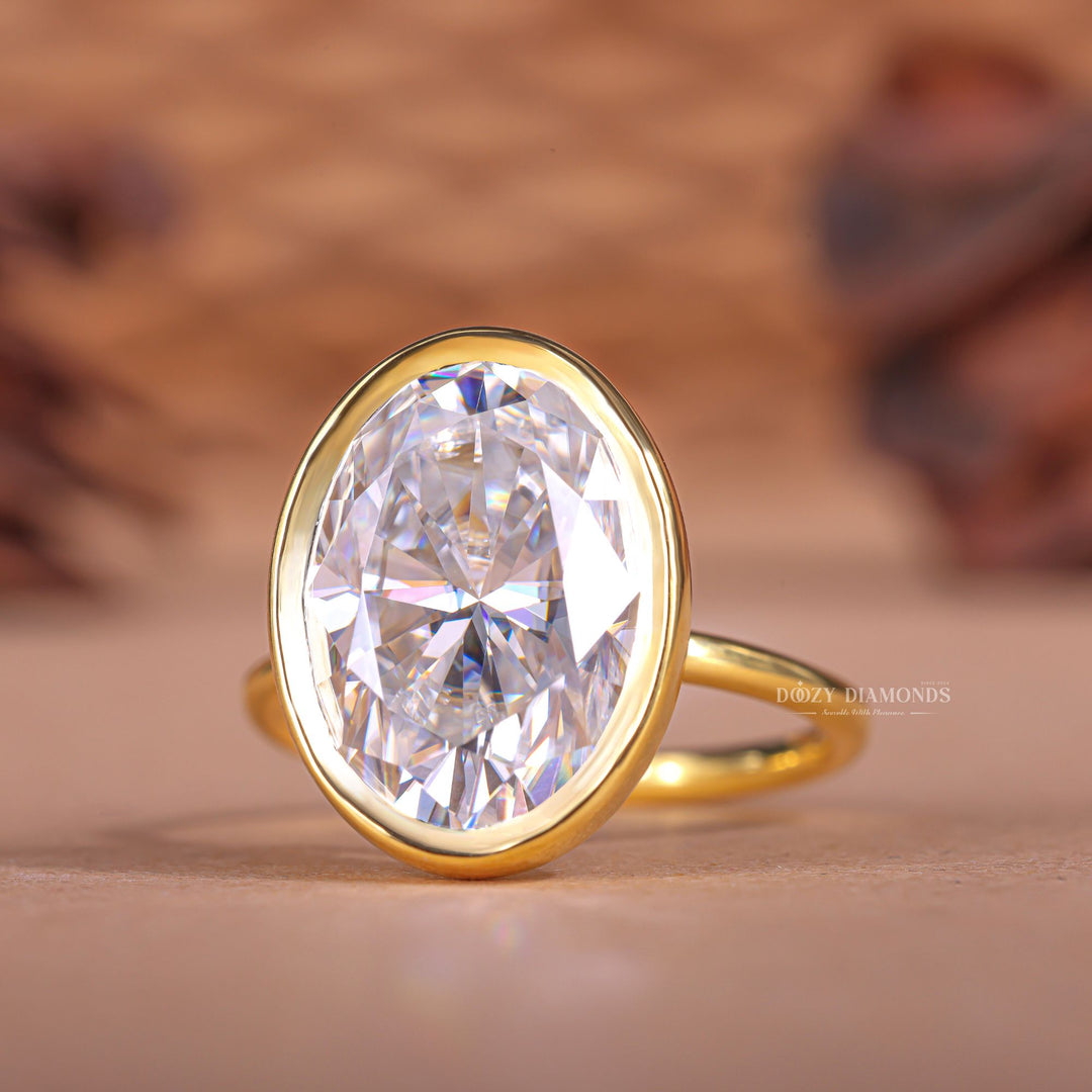 bezel setting diamond ring with accent stones, bezel set diamond ring for anniversary gift, 