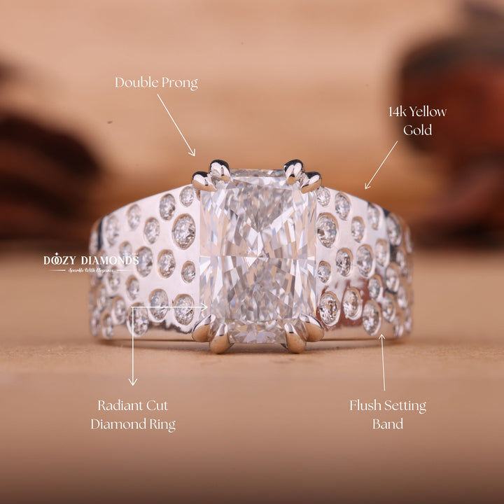 2.0CT - 3.0CT Radiant F/VS1 Lab Grown Diamond Flush Set Engagement Ring - Doozy Diamonds