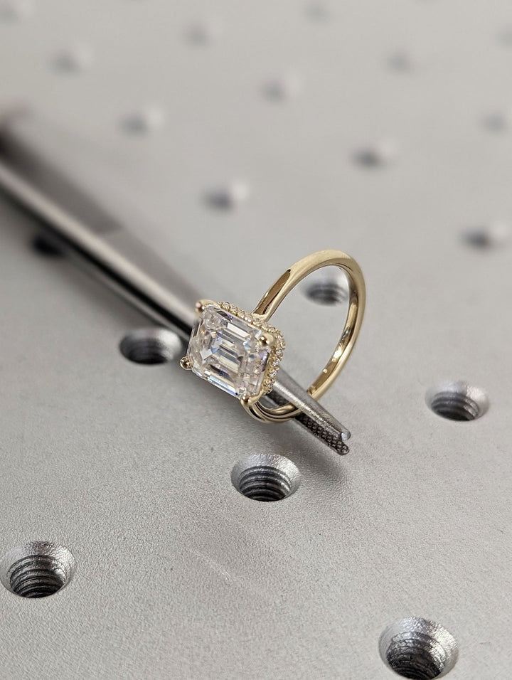 emerald cut bridal fashion ring,