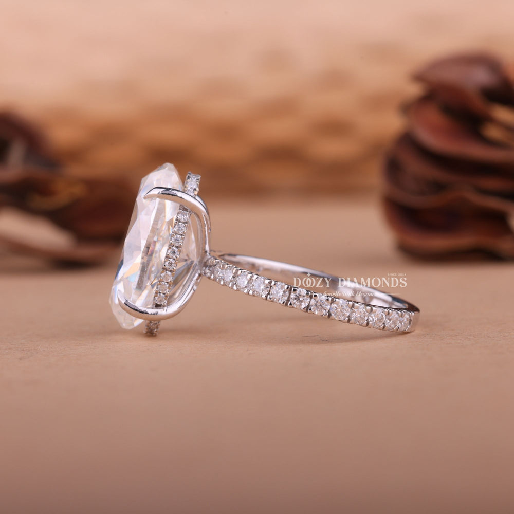 3.0CT - 5.0CT Oval F/VS1 Lab Created Diamond Hidden Halo Engagement Ring - Doozy Diamonds