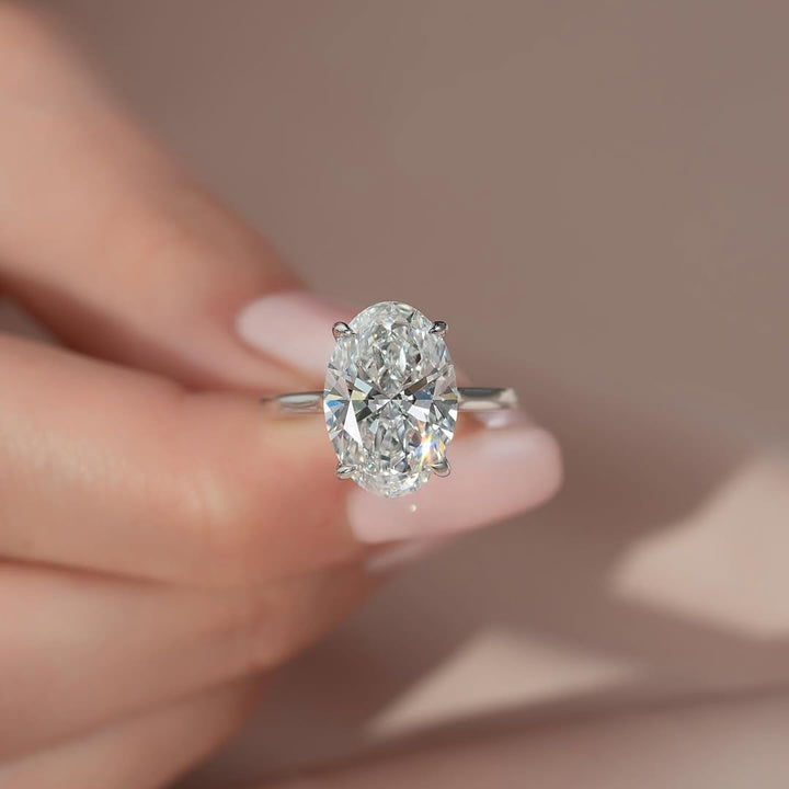3.5 - 5.5 CT Oval Lab Grown Diamond Hidden Halo Setting Engagement Ring - Doozy Diamonds