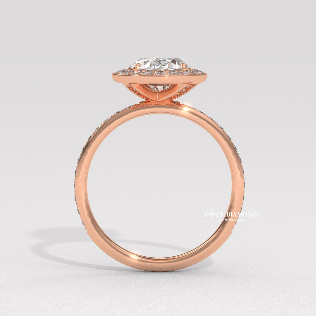 luxury diamond engagement ring, elongated oval diamond ring, oval wedding ring, oval diamond jewelry, channel set halo ring, oval engagement ring with channel setting, bridal halo jewelry,