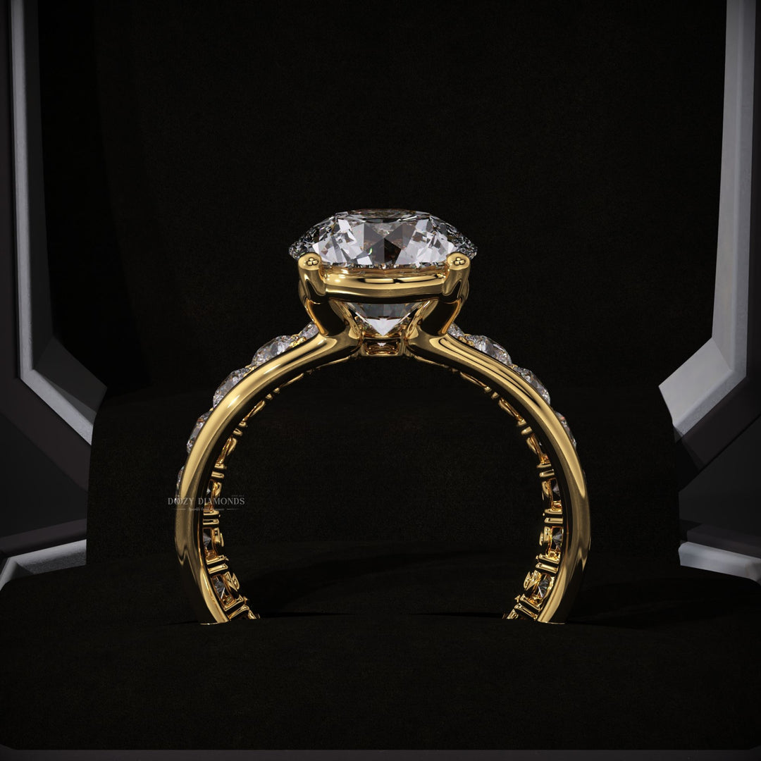 Round Lab Grown Solitaire Engagement Ring & Eternity Stacking Wedding Band