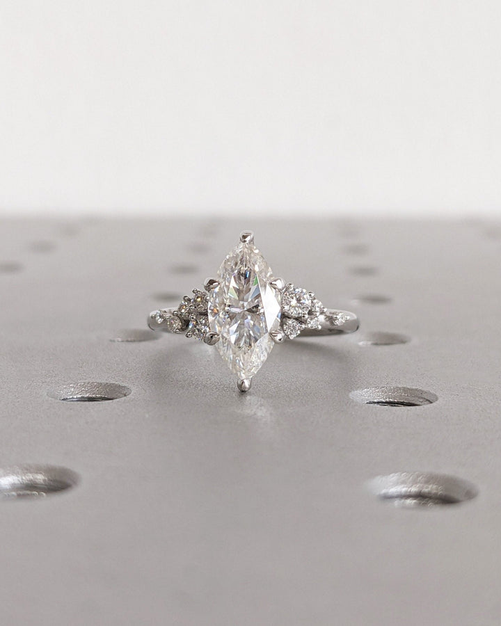 marquise cluster diamond engagement ring,