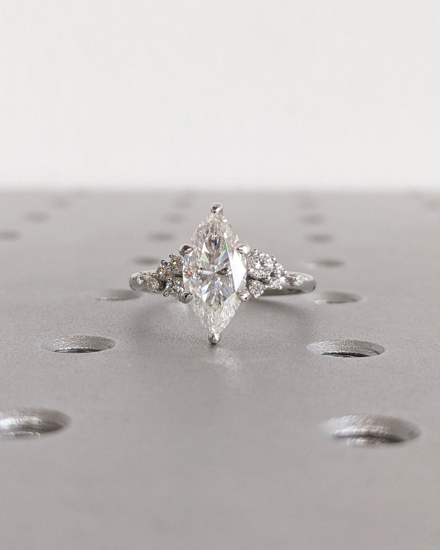 marquise cluster diamond engagement ring,