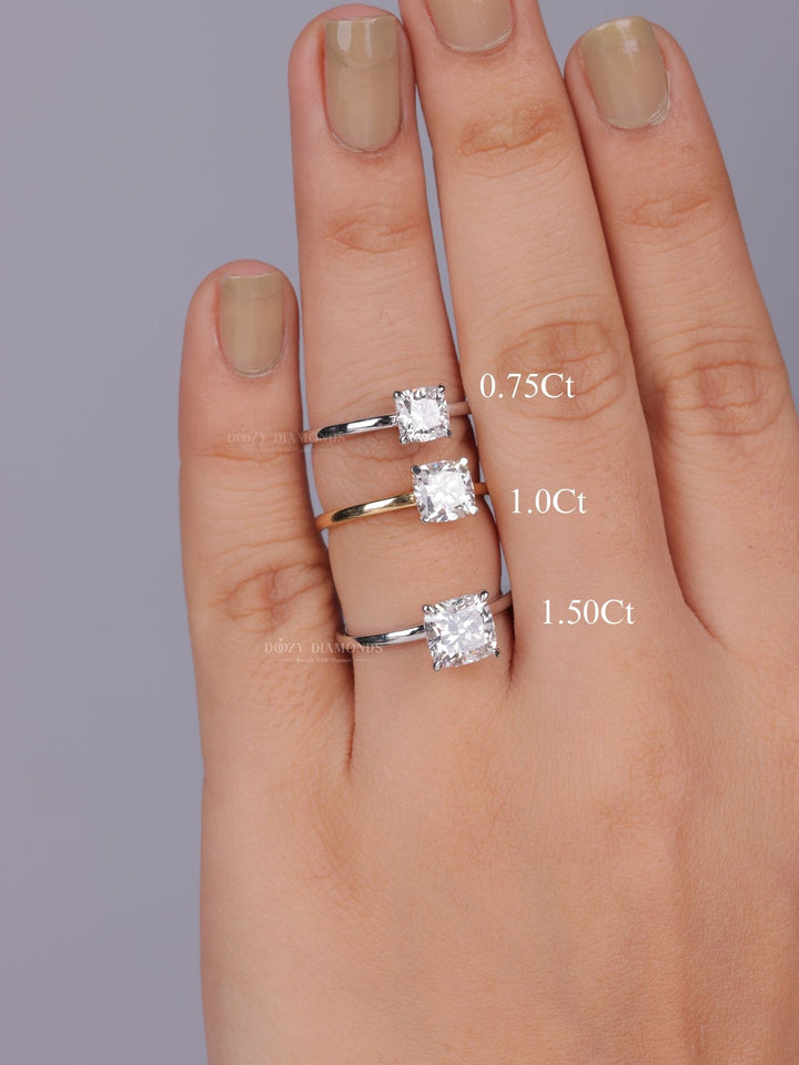 0.75ct - 1.50ct Cushion E - VS2 Lab Grown Diamond Solitaire Engagement Ring - Doozy Diamonds