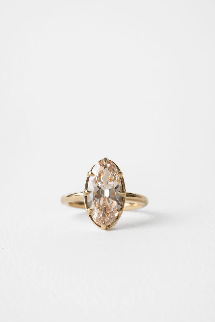 3.0CT Antique Cut Moval F - VS Lab Grown Unique Claw Diamond Bridal Ring Set - Doozy Diamonds