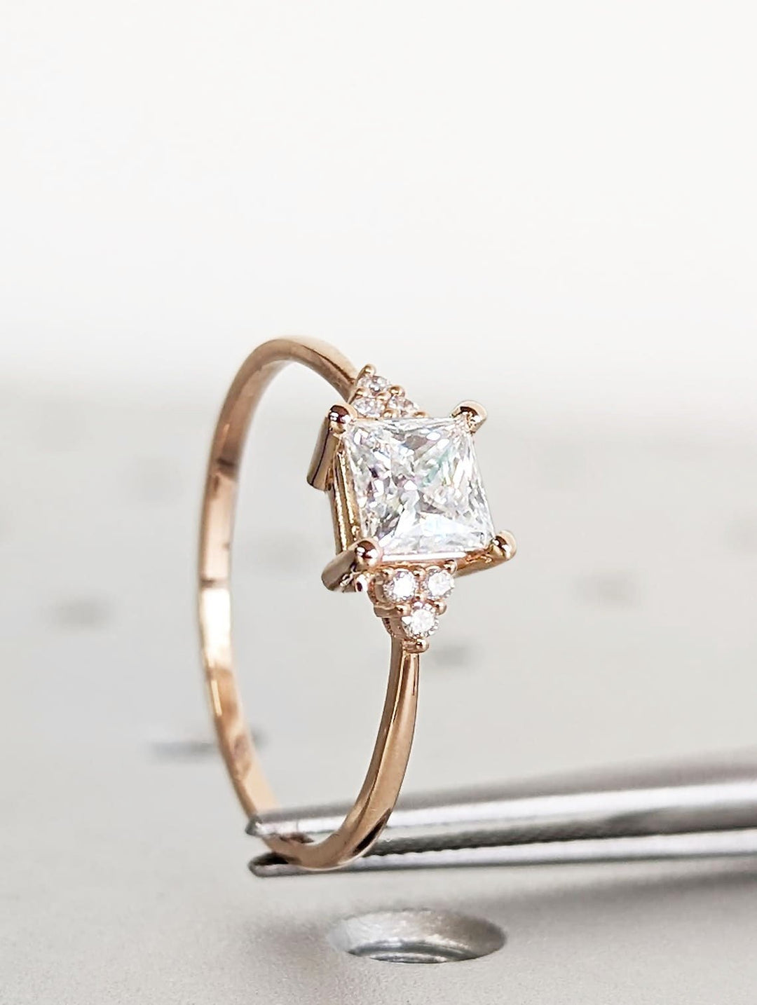 princess cluster bridal ring,