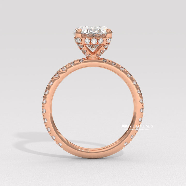 certified diamond ring, near colorless diamond ring, VS clarity diamond ring, brilliant sparkle ring, hidden halo bridal ring, oval wedding ring, diamond wedding ring, engagement ring gift, luxury bridal jewelry,
