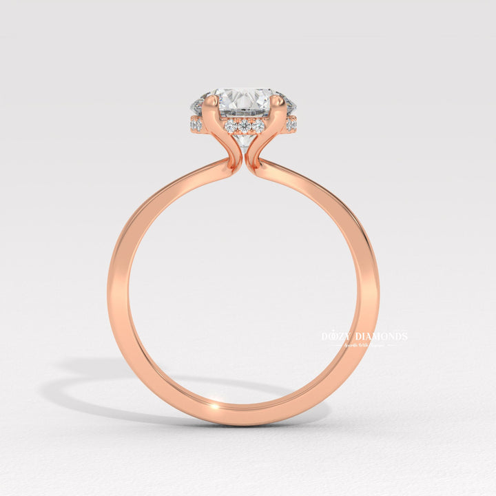 prong set solitaire ring, four prong diamond ring, six prong engagement ring, cathedral solitaire ring, hidden halo solitaire ring, modern solitaire ring, classic solitaire ring, minimalist engagement ring