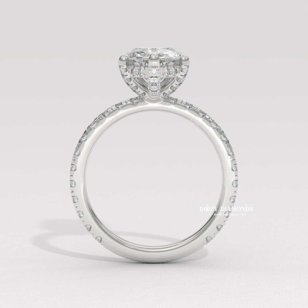 near colorless diamond ring, VS clarity diamond ring, brilliant sparkle ring, hidden halo bridal ring, pear wedding ring, diamond wedding ring, engagement ring gift, luxury bridal jewelry,