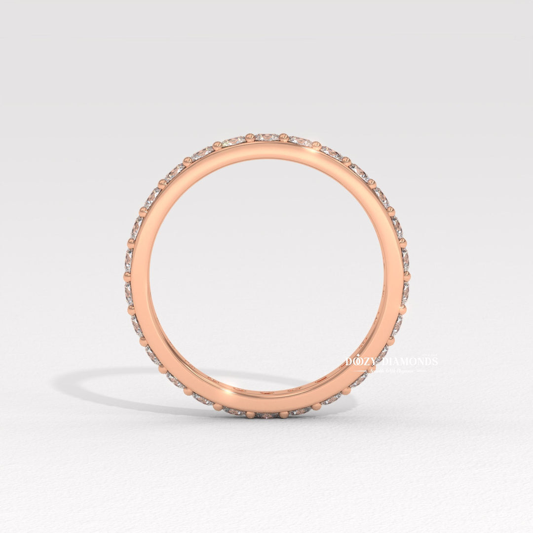 Shared Prong Wedding Band - Round Moissanite Full Eternity Wedding Band