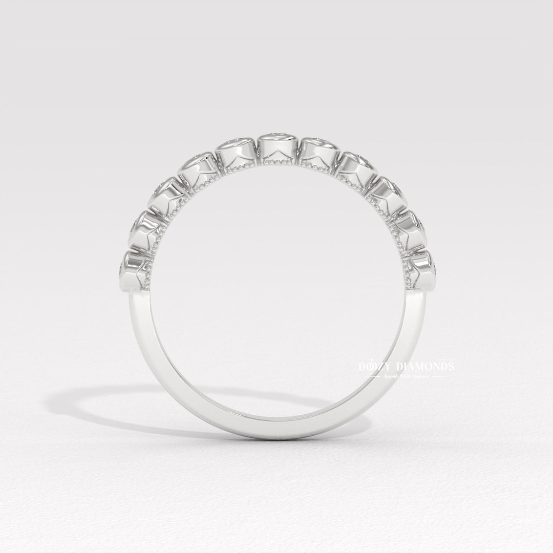 Round Lab Created Diamond Eternity Band, 2.0 MM Round Bezel Set Wedding Band