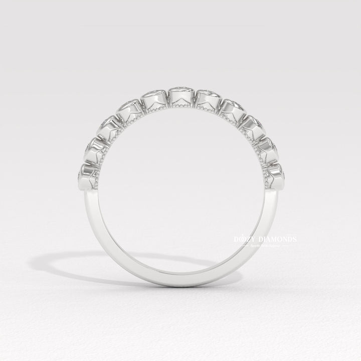 Round Lab Created Diamond Eternity Band, 2.0 MM Round Bezel Set Wedding Band