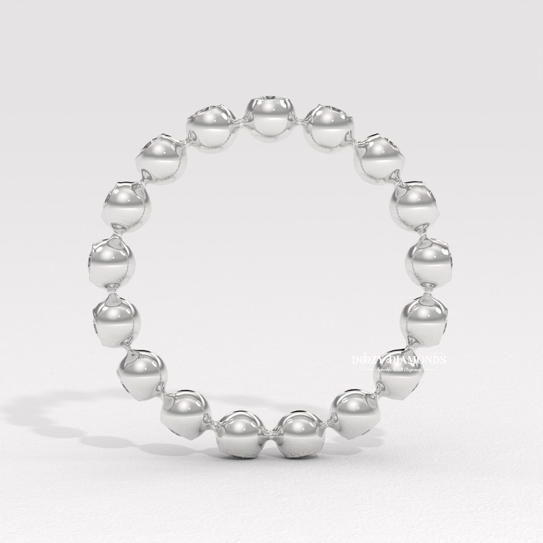 Floating Bubble Half Eternity Wedding Band, 1.50 MM Round Brilliant Cut Lab Created Diamond Band, Matching Band for Engagement Ring