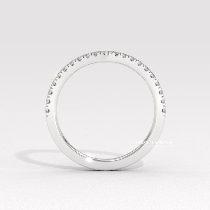 V Shaped Chevron Band, Round Lab Grown Diamond Wedding Band