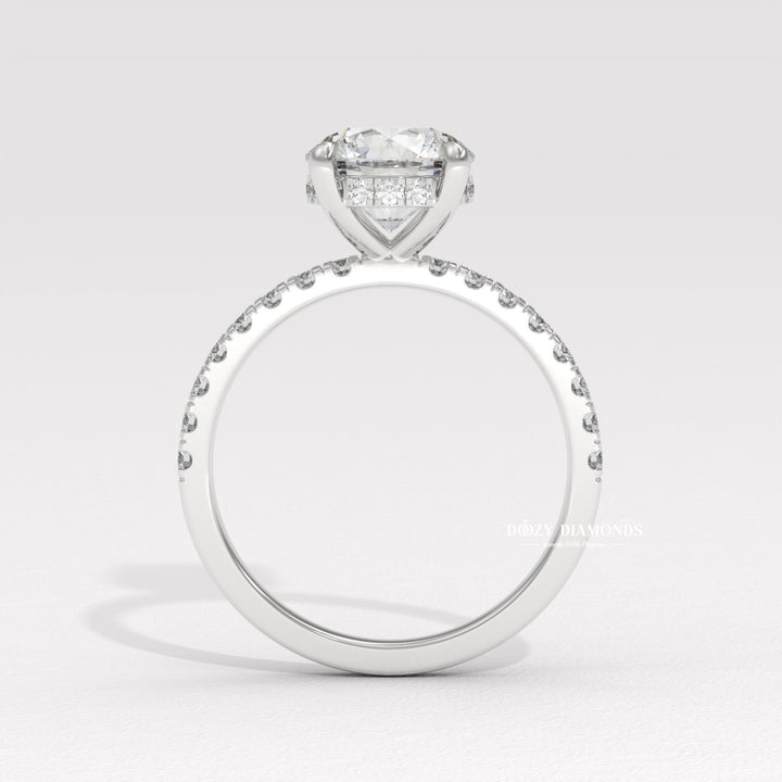 Hidden Halo Ring, Round Brilliant Cut Lab Grown Diamond Ring