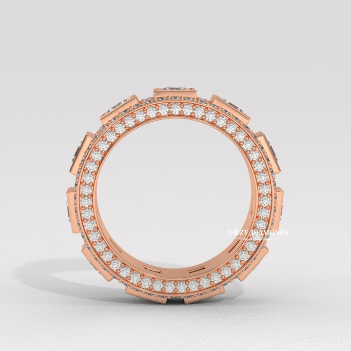 Round & Princess Cut Lab Created Diamond Eternity Wedding Band