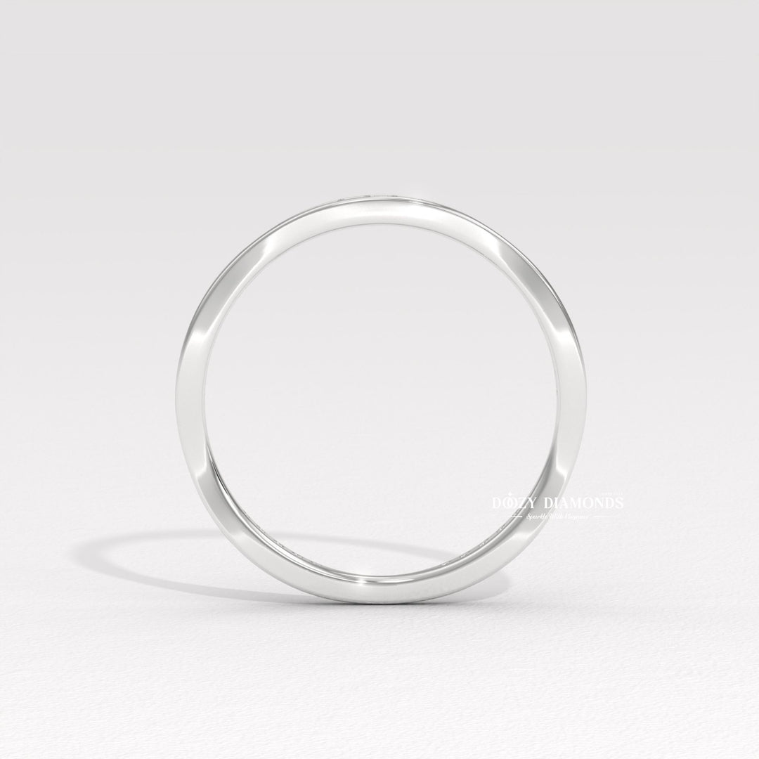 Round Lab Grown Diamond Tapered Pave Diamond Wedding Band