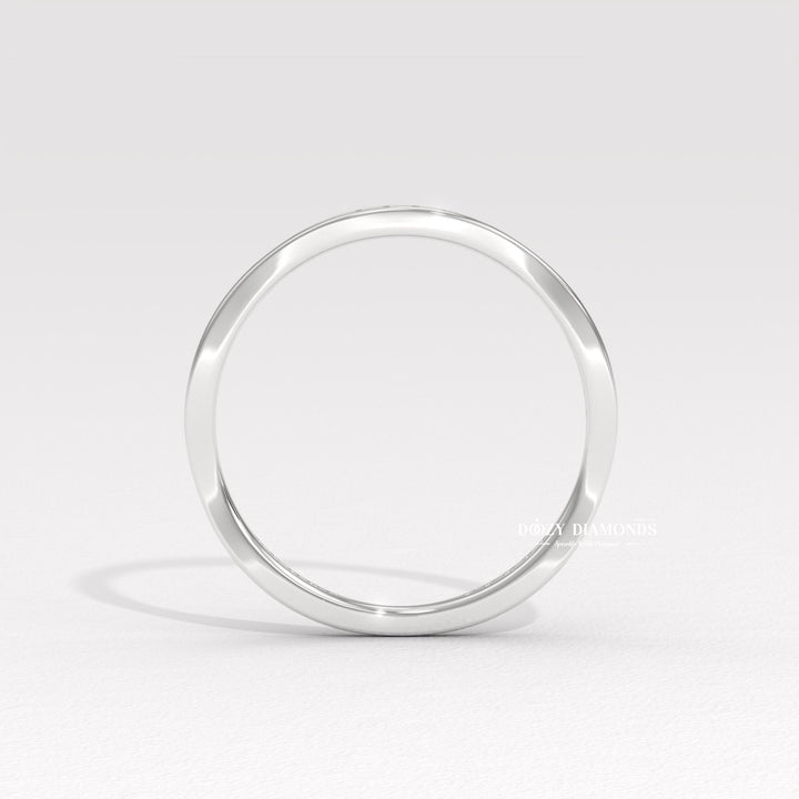 Round Lab Grown Diamond Tapered Pave Diamond Wedding Band
