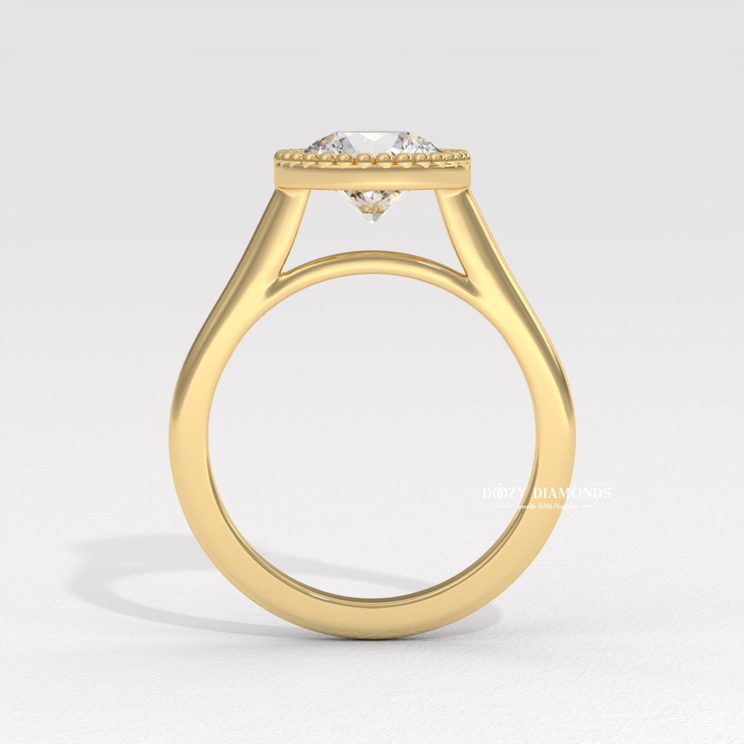Vintage Bezel Solitaire Round Cut Diamond Engagement Ring