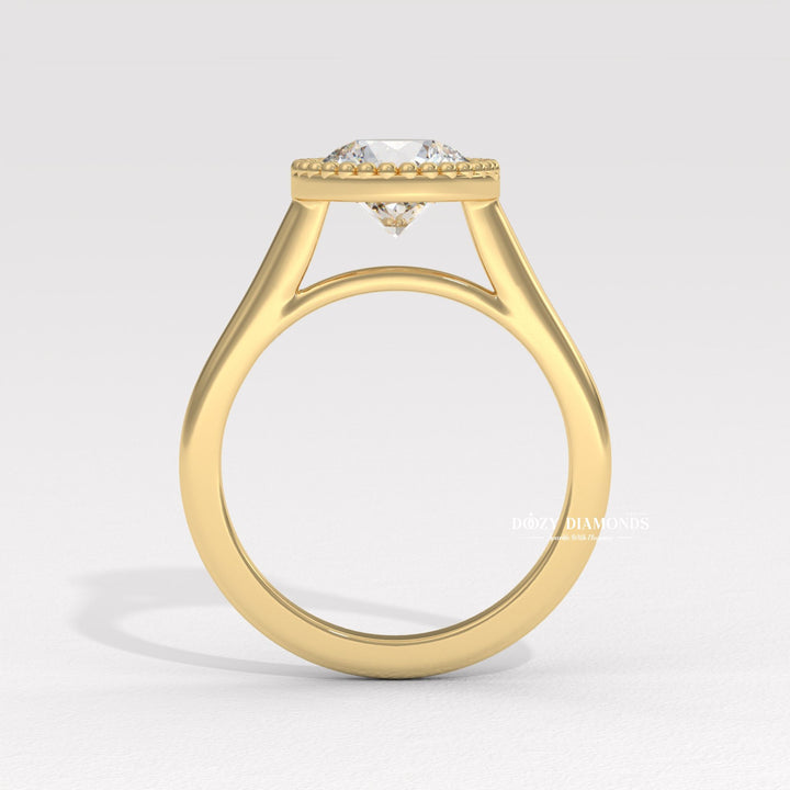 Vintage Bezel Solitaire Round Cut Diamond Engagement Ring