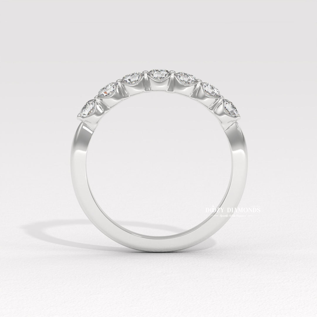 2.0 MM Round Lab Grown Diamond Floating Bubble Half Eternity Band, Stackable Wedding Band